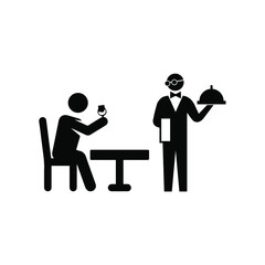 Man People Restaurant Waiter Chef Customer Icon Symbol Pictogram