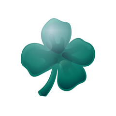 Fototapeta na wymiar 3d Green Lucky Four Leaf Clover icon in a Cartoon Style. Vector illustration isolated on white background. Design elements for St. Patrick Day. Magic Symbol of Good Luck. Highlights and Shadows
