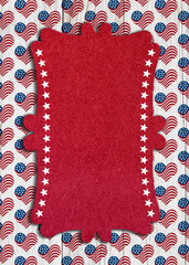 Patriotic frame with illustration red, white and blue US flag stars