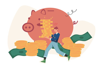 A large piggy bank in the form of a piglet on a white background, financial services, saving or accumulating money