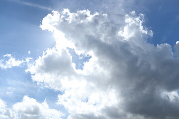 Naklejka na ściany i meble 青空にわきあがる白い雲（積雲、積乱雲）