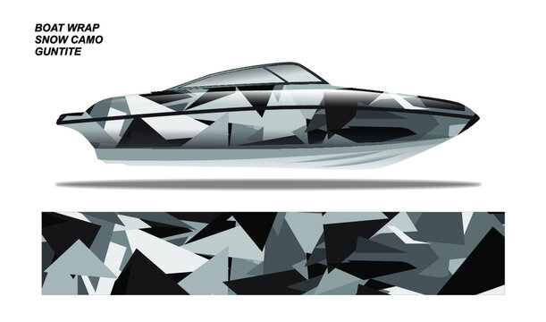 Snow Camo Boat Wrap