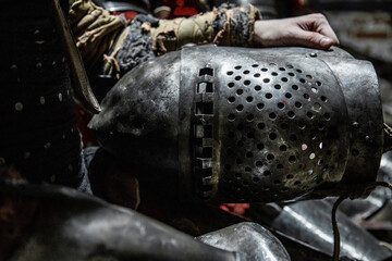 A knight helmet in a castle