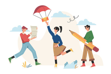 Receiving letters, sorting, web mail or mobile service layout for website header