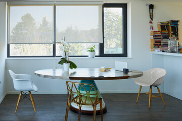 Dining room with a custom made table