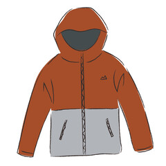 アウトドア　ジャケット　ウィンドブレーカー　防災　イラスト　手描き　水彩　筆  © トワトワ