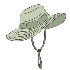 アウトドア　帽子　ハット　防災　イラスト　手描き　水彩　筆
