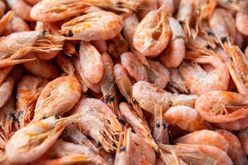 background fish food. frozen shrimp. 