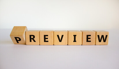 Preview or review symbol. Turned the cube and changed the word 'preview' to 'review'. Beautiful...