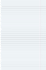 Naklejka premium Realistic blank lined paper sheet with shadow with aspect ratio 2:3 format isolated. Lined page ripped from notebook. Design template or mockup. Vector illustration.