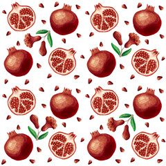 pattern with pomegranates on white background