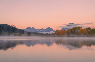 Scenic Reflection Landscape in Grand Teton National Park Wyoming in Autumn