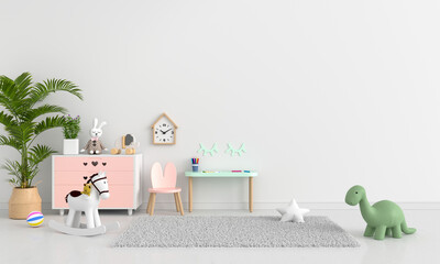 White child room with copy space, 3D rendering