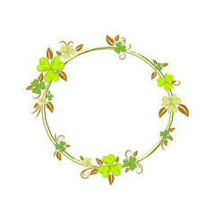 Wreath of flowers and leaves. Floral frame 
