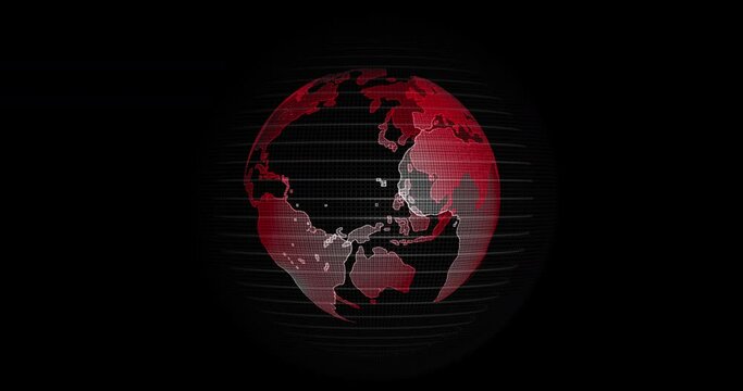 Big data 3d Earth. Binary code surrounding globe rotating. Retro digital Earth. Digital data globe,abstract 3D rendering of data network surrounding planet earth. Red Earth View From Outer Space.