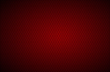 Red widescreen background with black squares mesh. Modern metal geometric design. Technology texture. Simple vector illustration