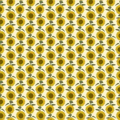 Seamless pattern yellow sunflower