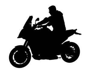 Fototapeta premium Retro motorcycle rides on the road. Isolated object on white background