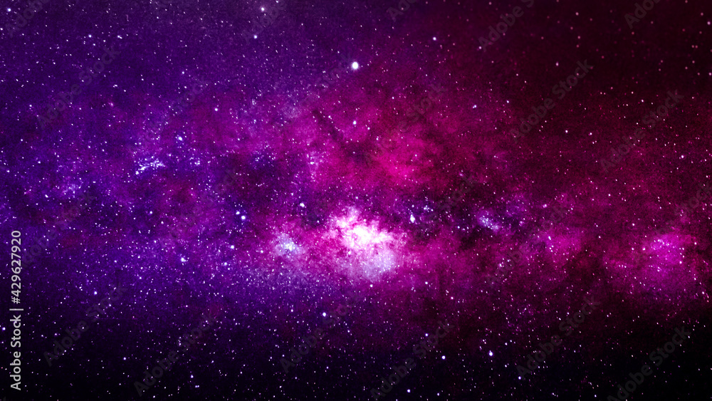 Wall mural astrophotography of visible milky way galaxy. stars, space, nebula and stardust at a starry night sk