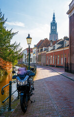 Fototapeta na wymiar Street scene in the old city center of Amersfoort, Netherlands 