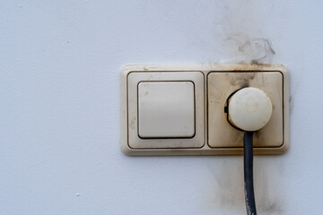 Electricity short circuit Electrical failure resulting in electricity wire burnt socket cable