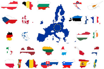 map of European Union and 27 member countries