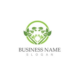 Logos of green Tree leaf ecology