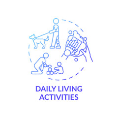 Daily living activities concept icon. Upper-limb prostheses task idea thin line illustration. Self-care activities performance. Rehabilitation strategies. Vector isolated outline RGB color drawing