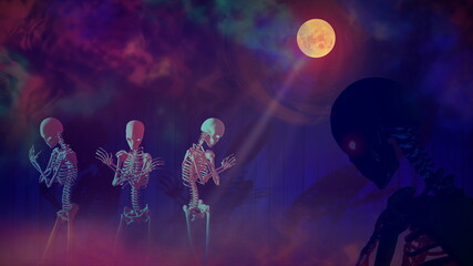 risen skeletons the dead graves the moon horror mysticism religion