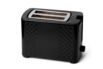 new black toaster for making toast on a white isolated background