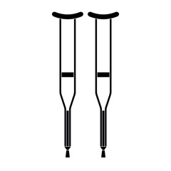 Vector flat pair of crutch silhouette isolated on white background
