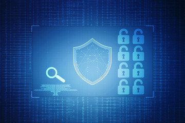 2d illustration Security concept - shield 
