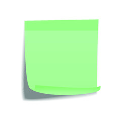 Realistic green sticky note with shadow isolated on a white background