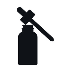 Vector black essence oil bottle silhouette isolated on white background