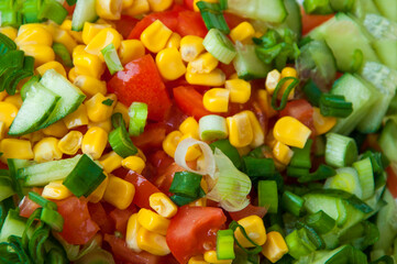 cooking concept. a lot of chopped vegetables. shredded vegetarian food. set of ingredients for salad