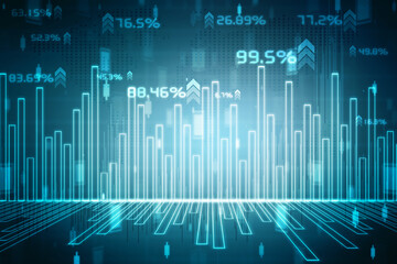2d rendering Stock market online business concept. business Graph 
