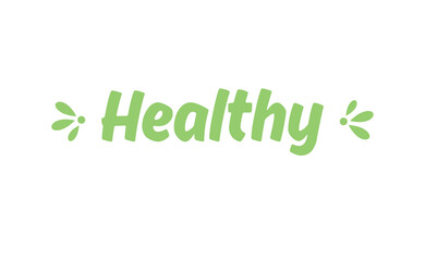 Healthy hand written lettering logo, label, badge, emblem. Organic and vegetarian food stores. Vector illustration.