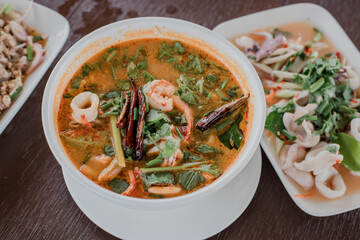 Thai food  Tom yam kung. Thai hot and sour shrimp soup.