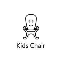 interior logo kids chair design monoline style room decoration vector illustration