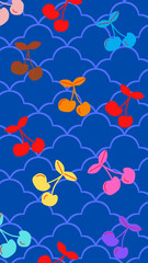 Obraz na płótnie Canvas Ciliegie su sfondo bluSfondo cellulare Phone cell wallpaper