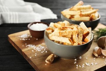Delicious hard chucks on black wooden table
