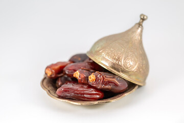 dried date  fruit on white background