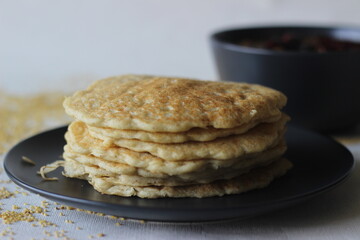 Rice pancakes made with foxtail millets flour. An experimental version of a popular Kerala dish called kallapam