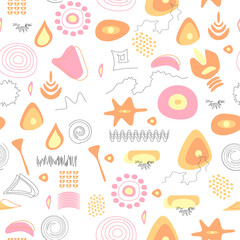 Trendy seamless, Memphis style with geometric pattern, vector illustration with geometric shapes.