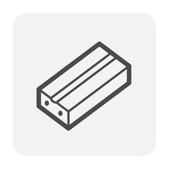 Clay brick vector icon. Natural material, hand made and forming to hollow rectangular shape. For industrial construction, masonry to brickwork, built wall, paving to pavement floor for home housing. 