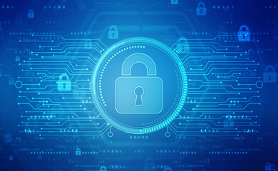 2d illustration Safety concept: Closed Padlock on digital background
