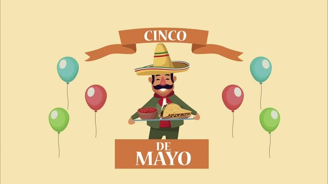 cinco de mayo lettering with mariachi