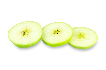 cut green apple isolated on white background