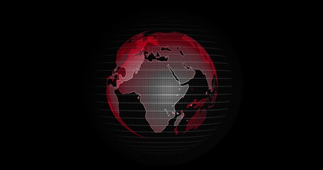 Big data 3d Earth. Binary code surrounding globe rotating. Retro digital Earth. Digital data globe,abstract 3D rendering of data network surrounding planet earth. Red Earth View From Outer Space.