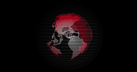 Big data 3d Earth. Binary code surrounding globe rotating. Retro digital Earth. Digital data globe,abstract 3D rendering of data network surrounding planet earth. Red Earth View From Outer Space.